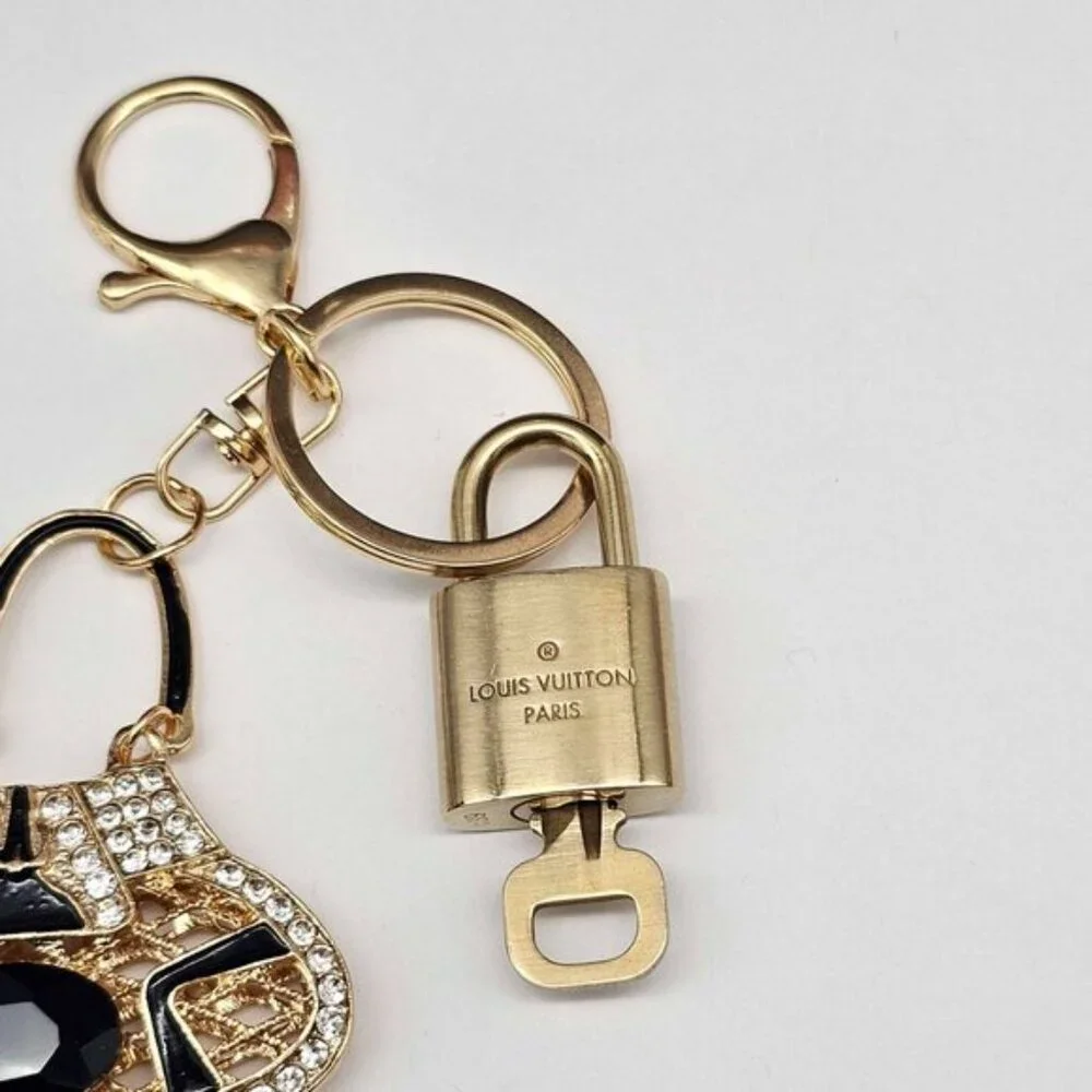 Authentic Louis Vuitton Padlock & Key Gold ✨Unbranded Bag Charm Keychain